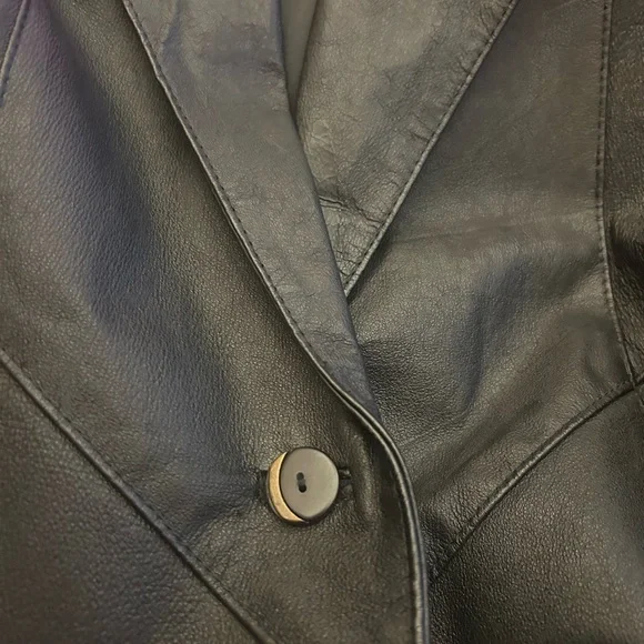 General Clothing Company Black Leather Coat. Vintage - Picture 5 of 12